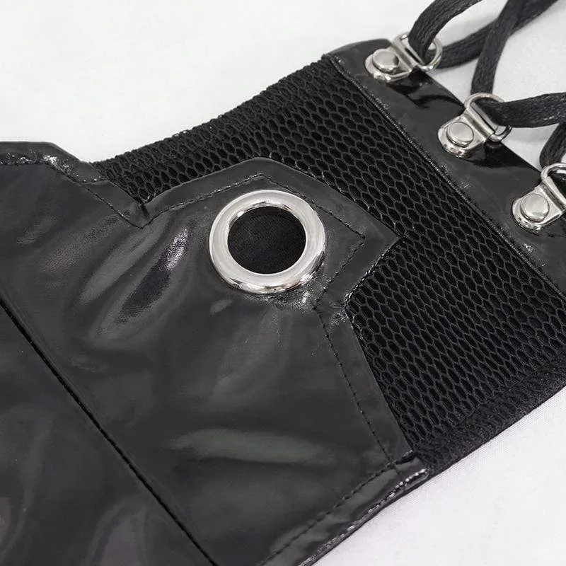 Damen Gothic Black Underbust PU Leder Korsettgürtel