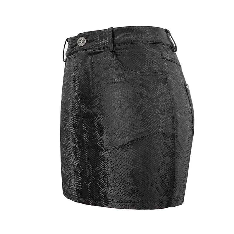 Damen Gothic Black Snakeskin Short Röcke