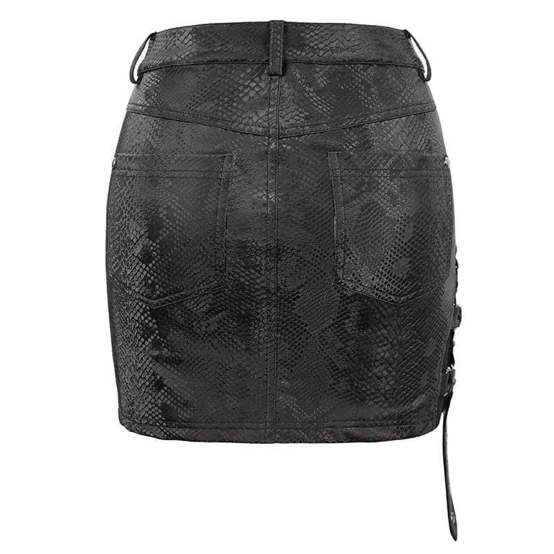 Damen Gothic Black Snakeskin Short Röcke