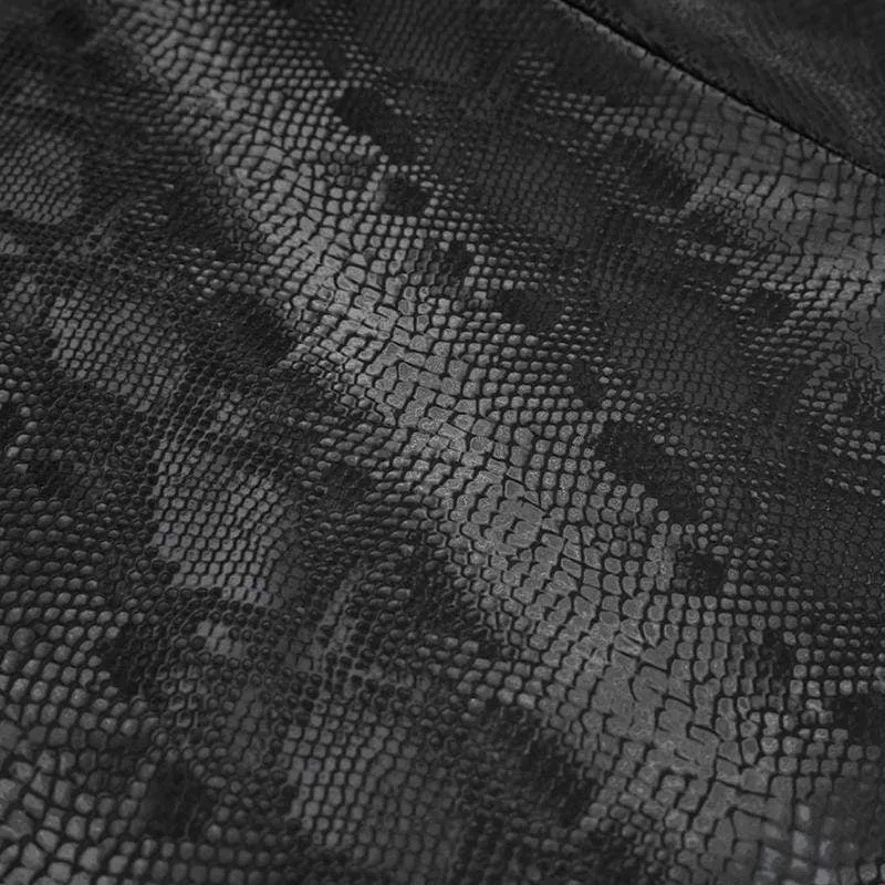 Damen Gothic Black Snakeskin Seitenschlitze Maxiröcke