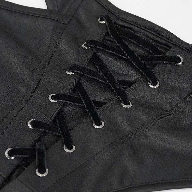 Damen Gothic Black Schnürung Detaillierte Bikini-Hosen