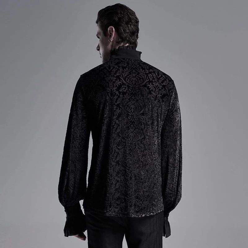 Herren Gothic Standkragen Jacquard Flare Sleeve Shirts