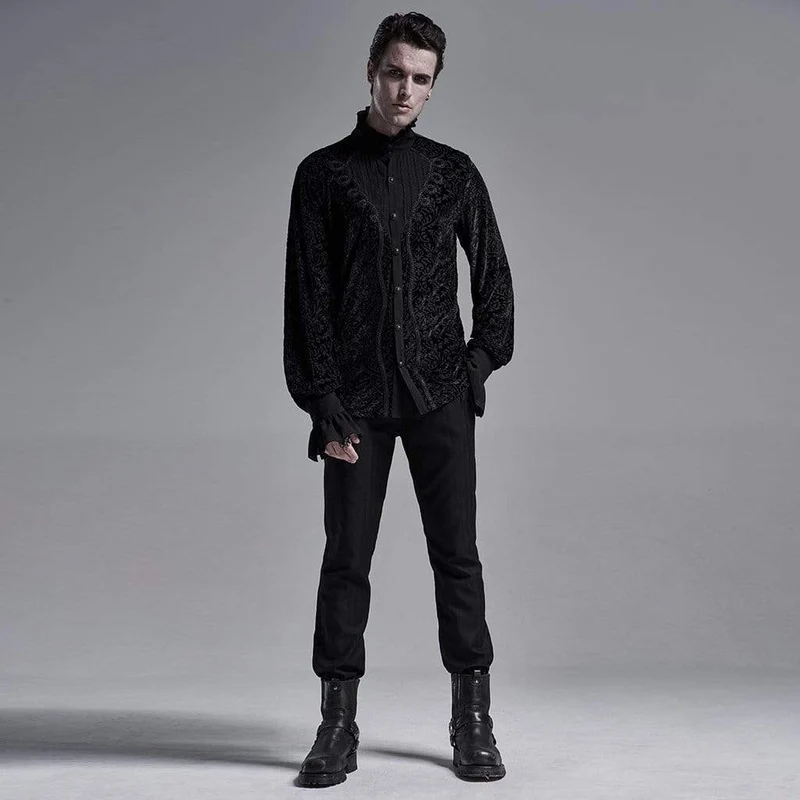 Herren Gothic Standkragen Jacquard Flare Sleeve Shirts