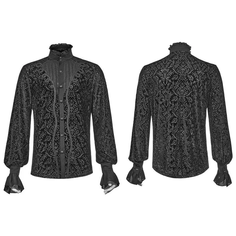 Herren Gothic Standkragen Jacquard Flare Sleeve Shirts