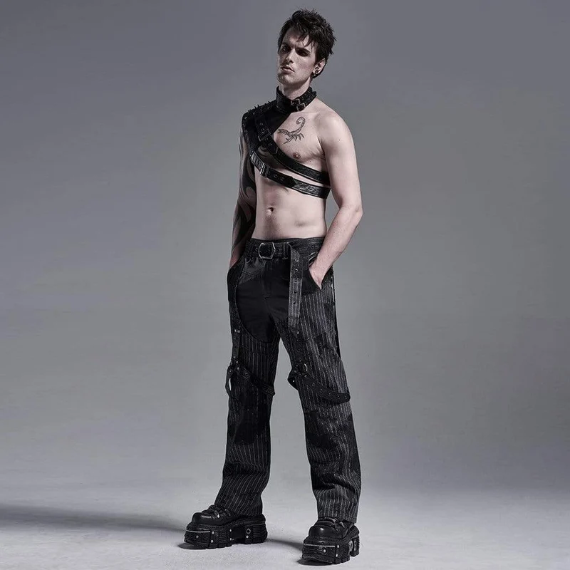 Gothic Slash Schultergurte für Herren mit Nieten und Ketten