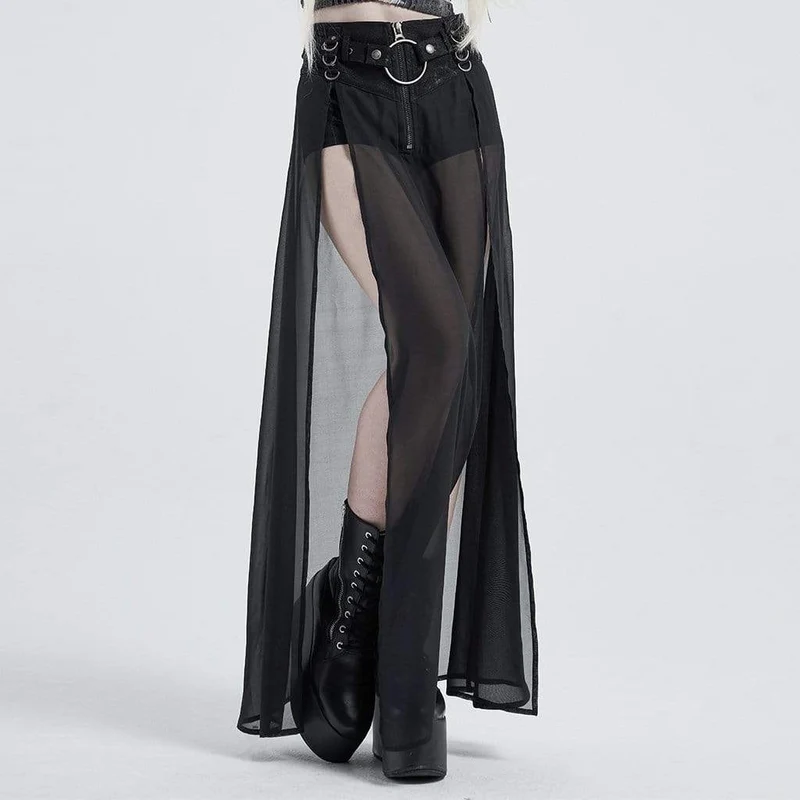 Damen Gothic Front Zip Shorts mit Überrock