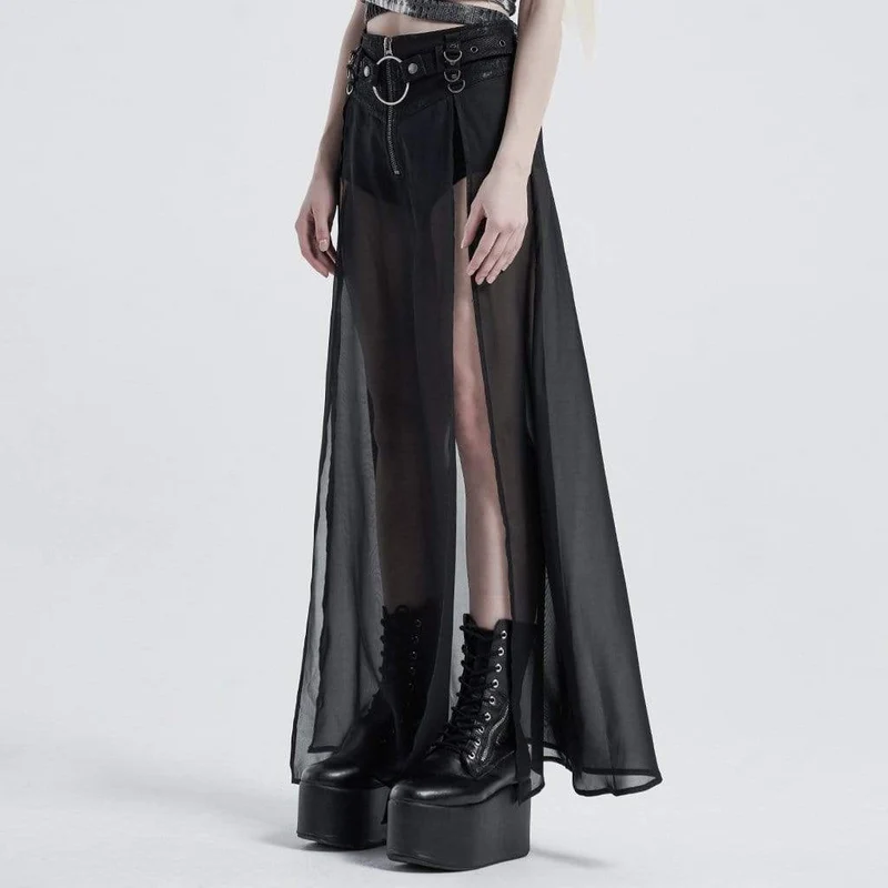Damen Gothic Front Zip Shorts mit Überrock