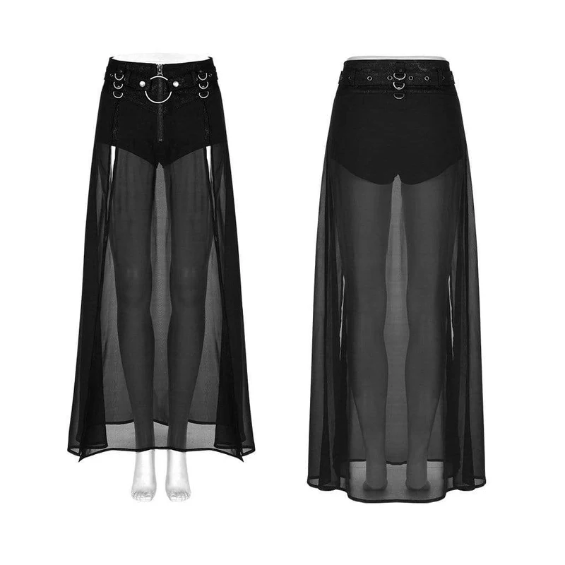 Damen Gothic Front Zip Shorts mit Überrock