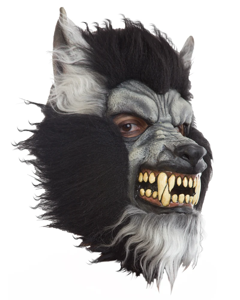 Graue Wolf Maske mit fletschenden Zähnen