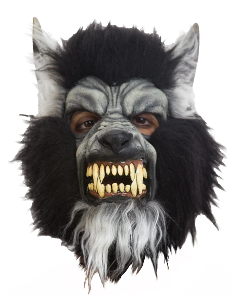 Graue Wolf Maske mit fletschenden Zähnen