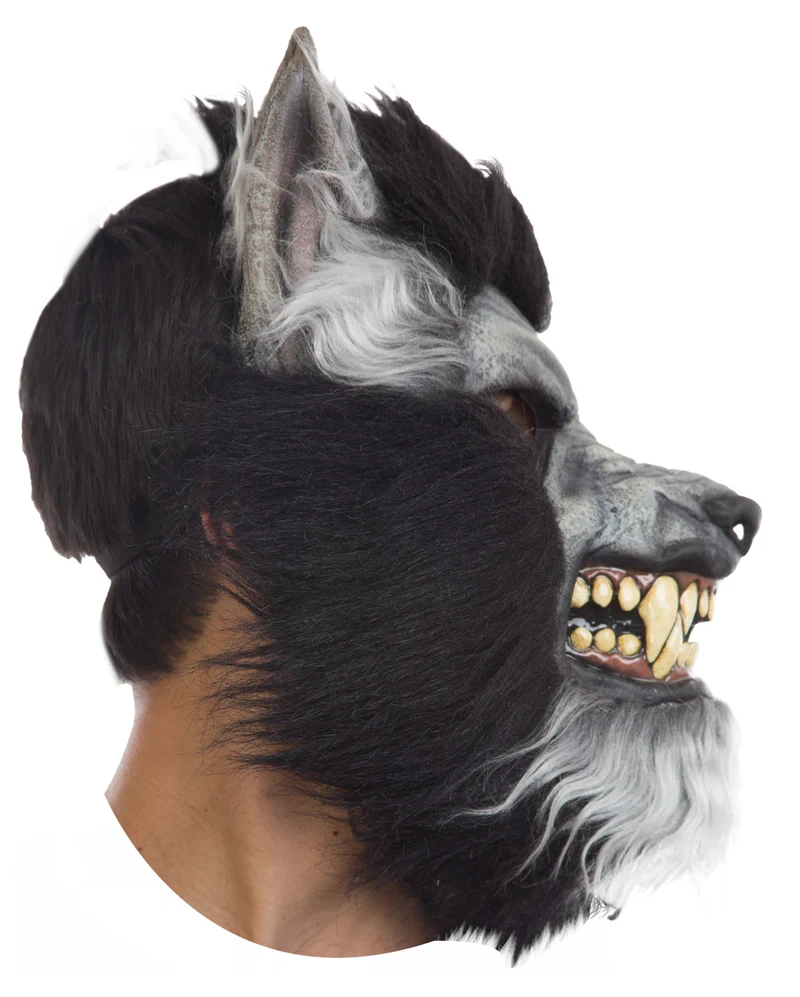 Graue Wolf Maske mit fletschenden Zähnen