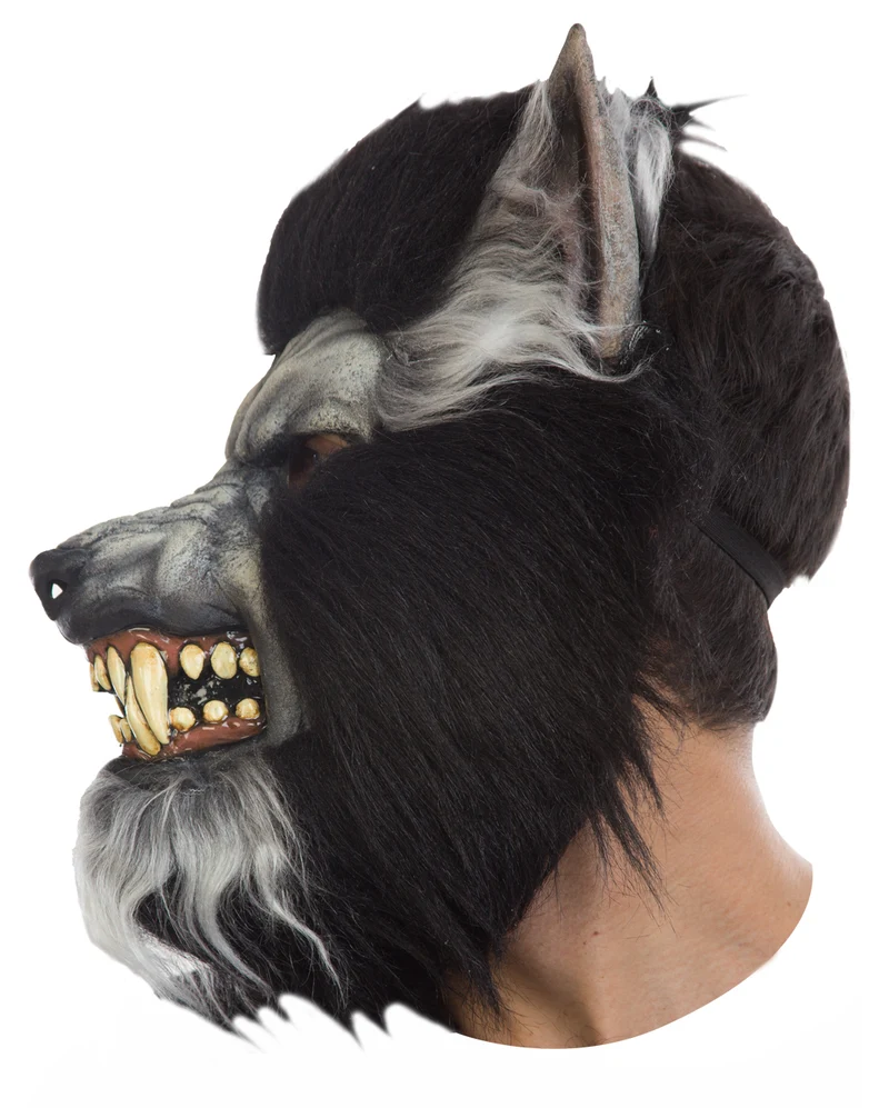 Graue Wolf Maske mit fletschenden Zähnen