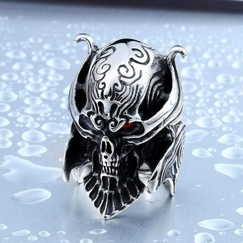 Herren Punk Red Eyes Schädelringe