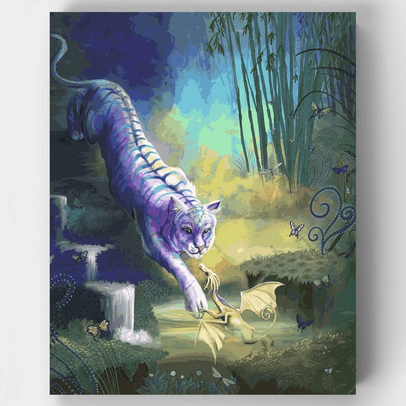 Tiger and Tiny Dragon - Paint by Numbers Kit