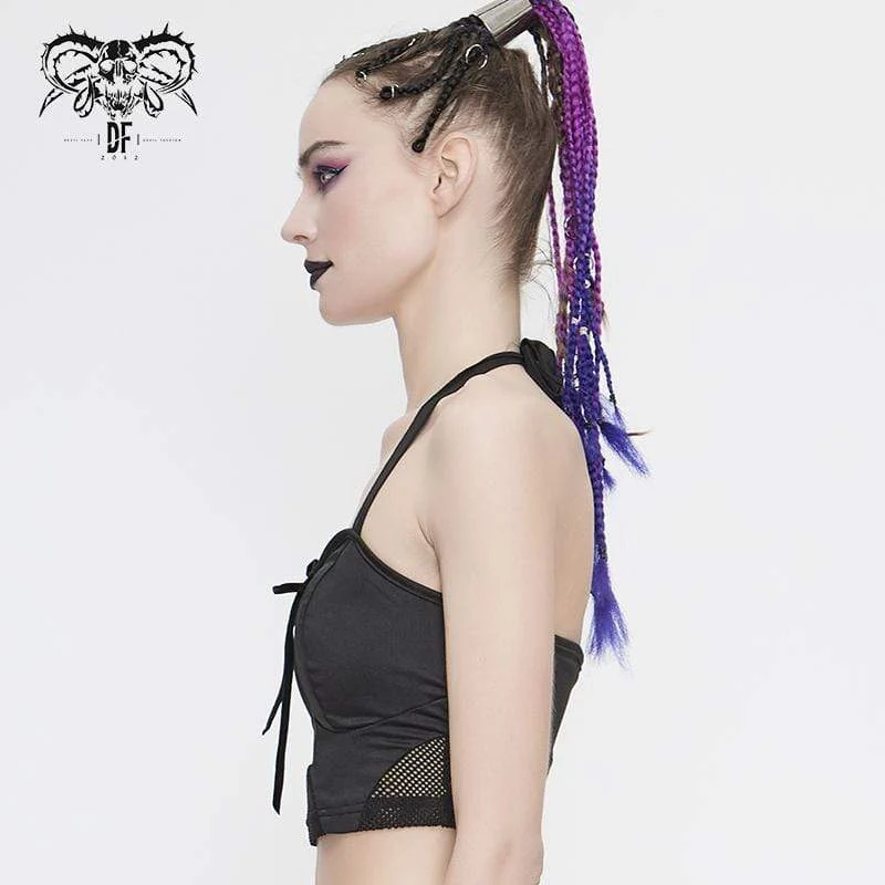 Frauen Gothic Black Schnür Bustiers Bikini Tops