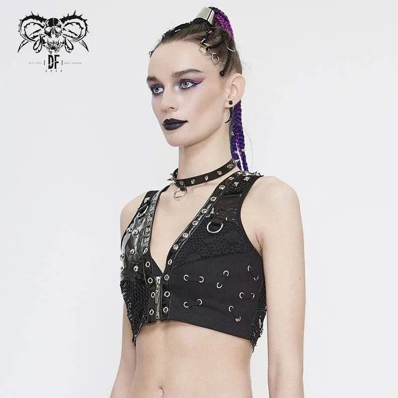 Frauen Gothic Punk ärmellose V-Neck Bustiers