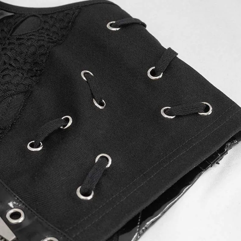 Frauen Gothic Punk ärmellose V-Neck Bustiers
