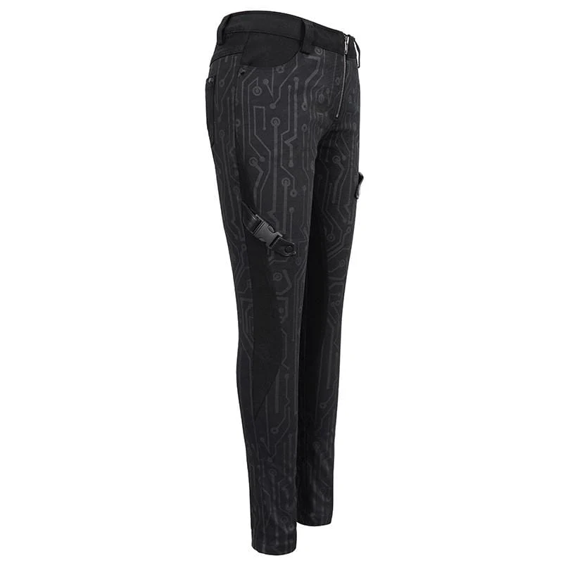 Damen Gothic Front Zip Straight-Leg Hose