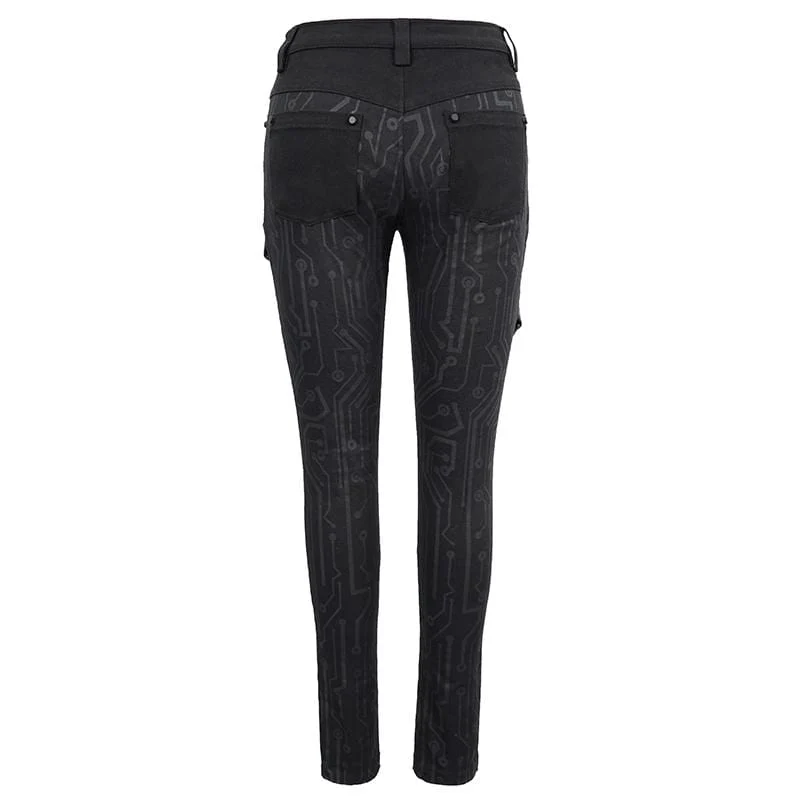 Damen Gothic Front Zip Straight-Leg Hose