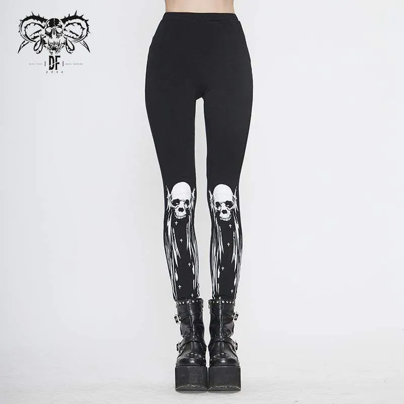 Damen Gothic Punk Skull Leggings