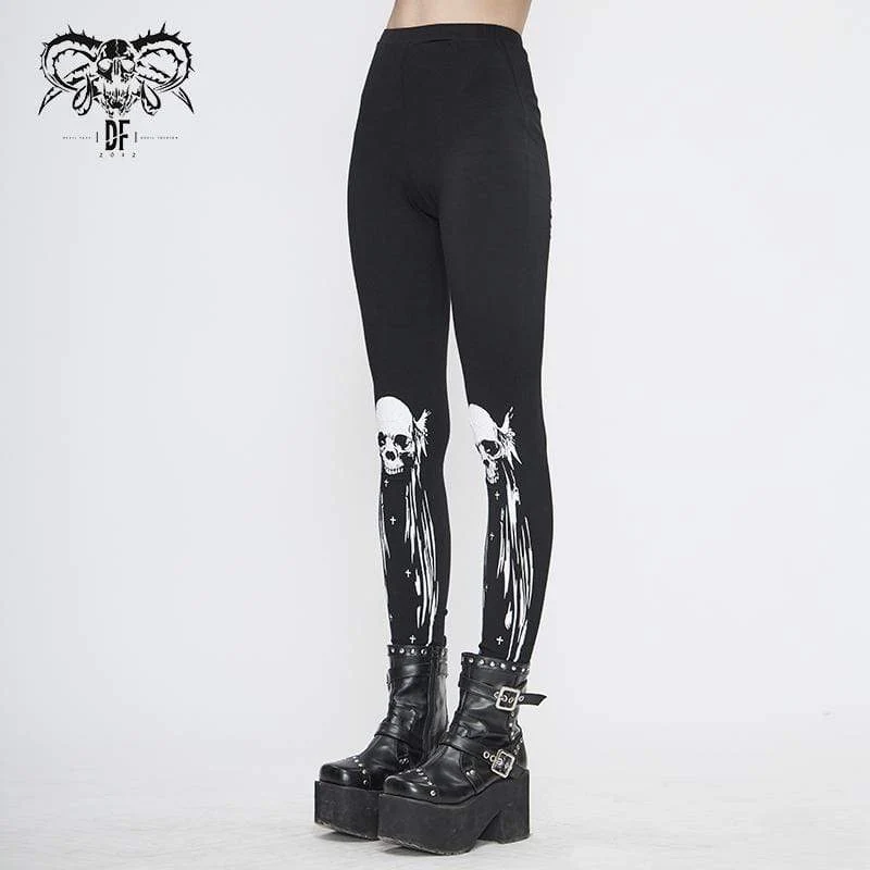 Damen Gothic Punk Skull Leggings