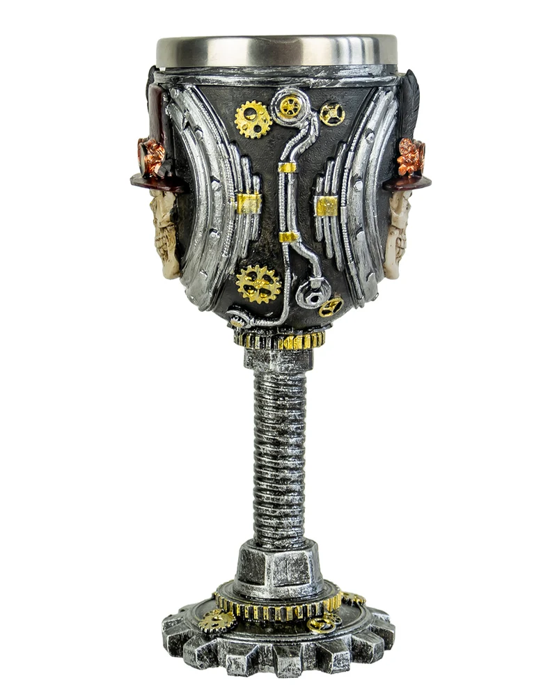 Totenschädel Steampunk Kelch 19cm