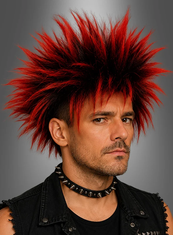 80er Punk Perücke rot oder grün