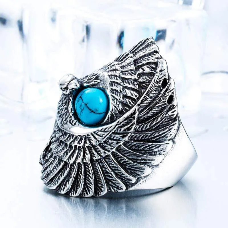 Herren Punk Eagle Türkis Ringe