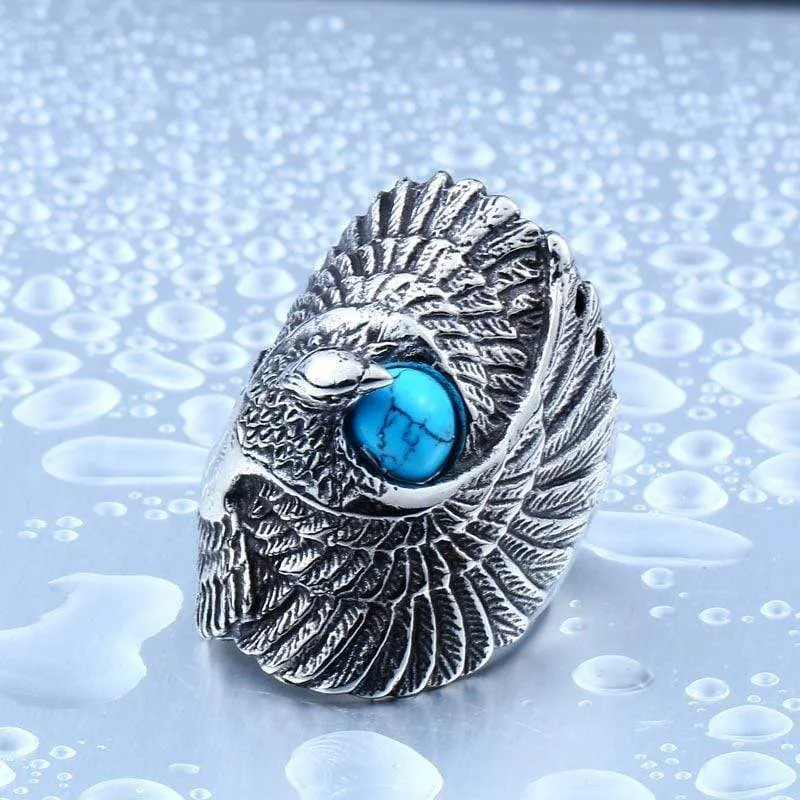 Herren Punk Eagle Türkis Ringe