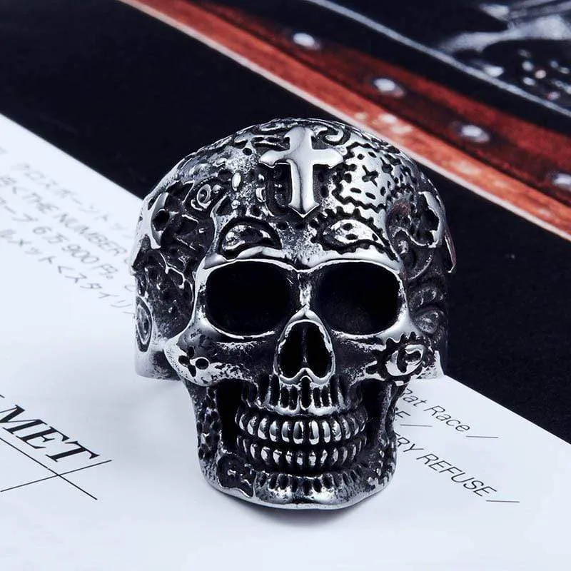 Punk Cross Skull Rings für Herren