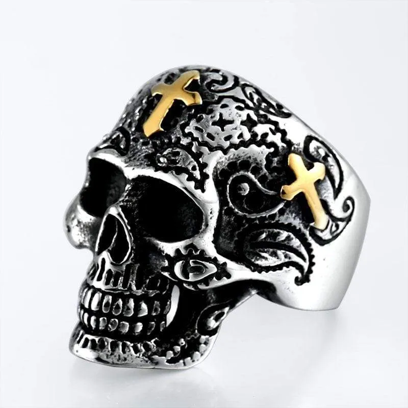 Punk Cross Skull Rings für Herren
