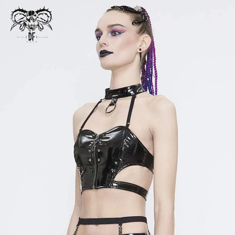 Damen Gothic Nieten Kunstleder Sweet Heart Bustiers besetzt
