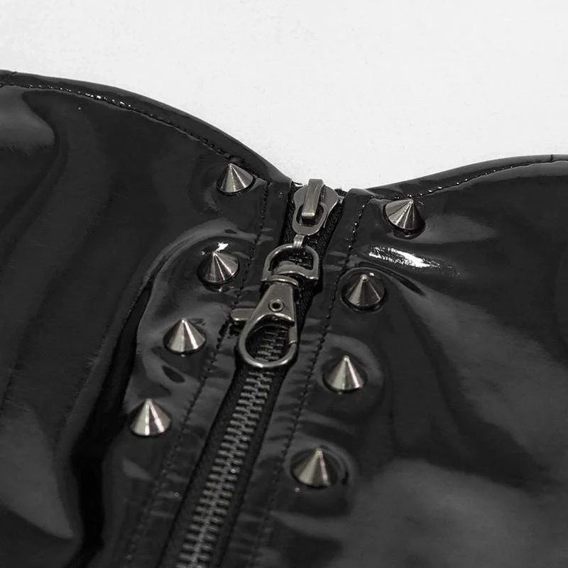 Damen Gothic Nieten Kunstleder Sweet Heart Bustiers besetzt