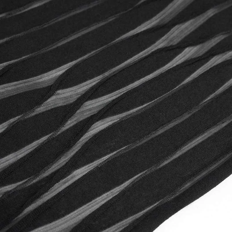 Damen Gothic Asymmetrical Sheer Langarm Tops mit Kapuze