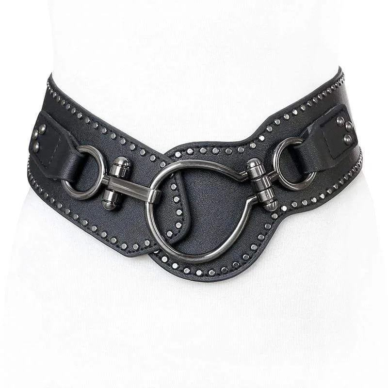 Damen Punk Nieten Kunstledergürtel