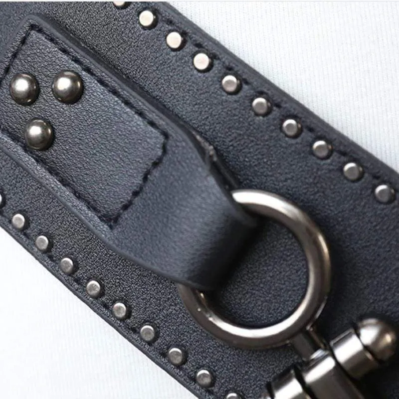 Damen Punk Nieten Kunstledergürtel