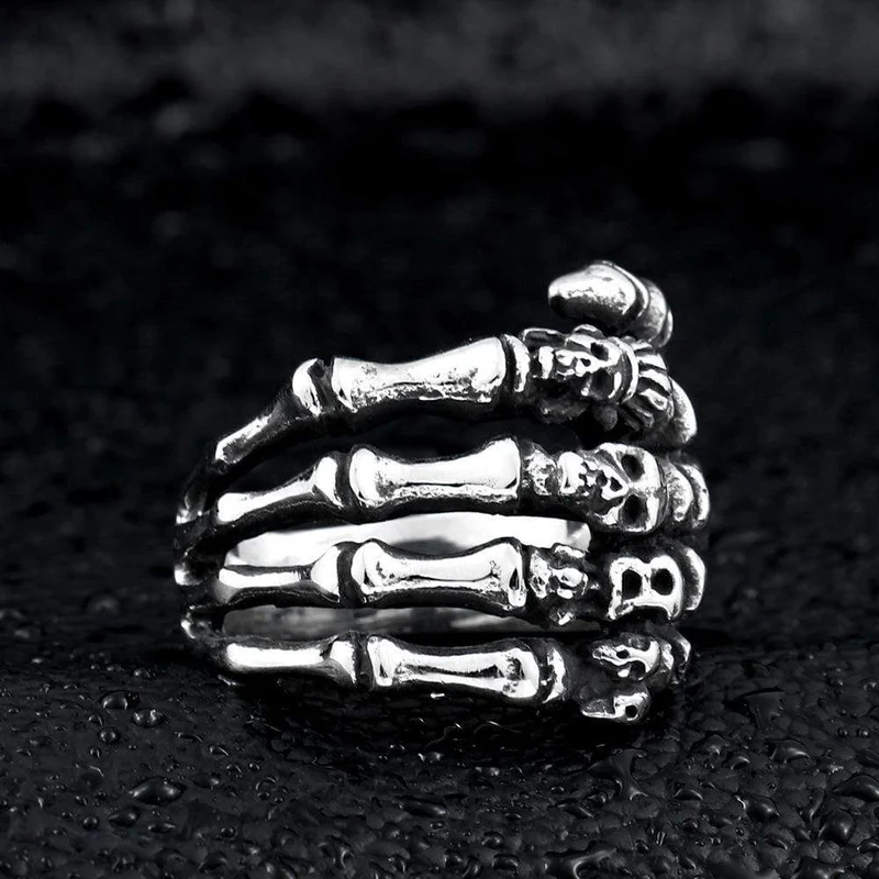 Herren Punk Bones Of Hand Schädel Ringe