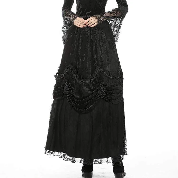 Vintage Vintage Gothic Mehrschicht Velet Maxiröcke für Damen