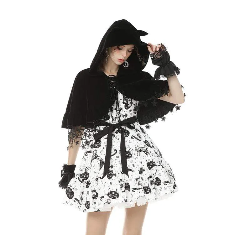 Frauen Lolita Cat Ears Cape mit Stern Quasten