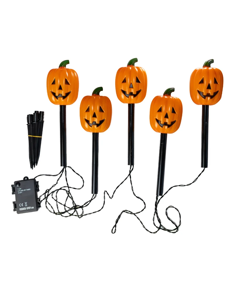 LED Halloween Kürbis Gartenstecker 5 St.