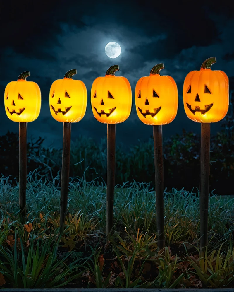 LED Halloween Kürbis Gartenstecker 5 St.