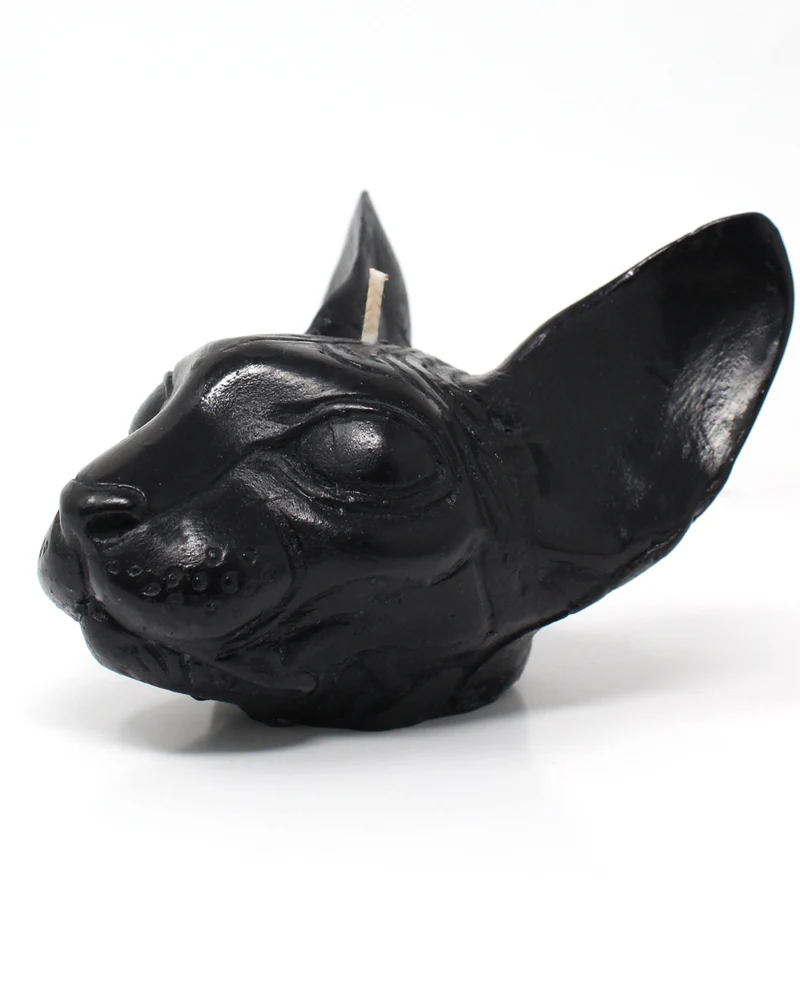 Schwarze Sphinx Gothic Duftkerze 8x10cm