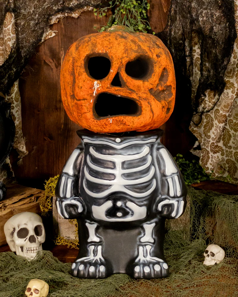 Liebenswerter Skelett Torso als Kürbis Ständer 27cm