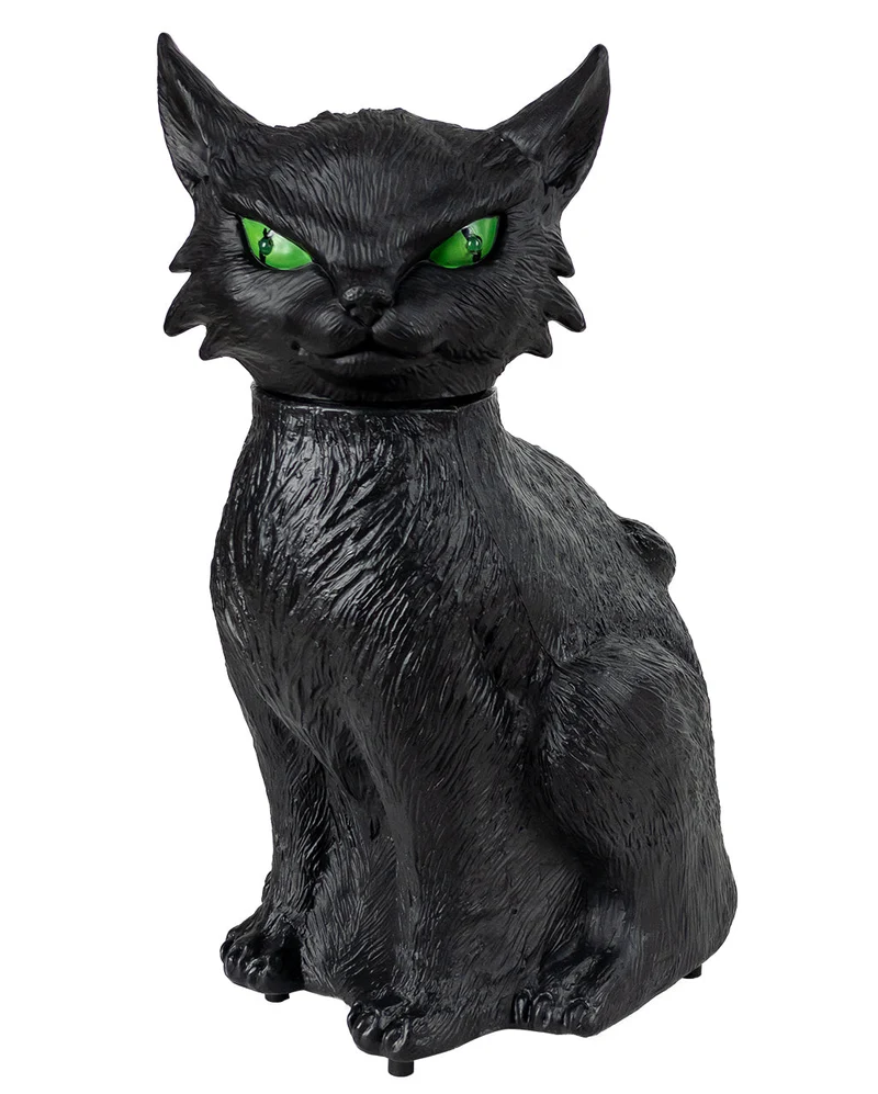 Schwarze Hexenkatze mit Bewegung, Licht & Ton 34cm