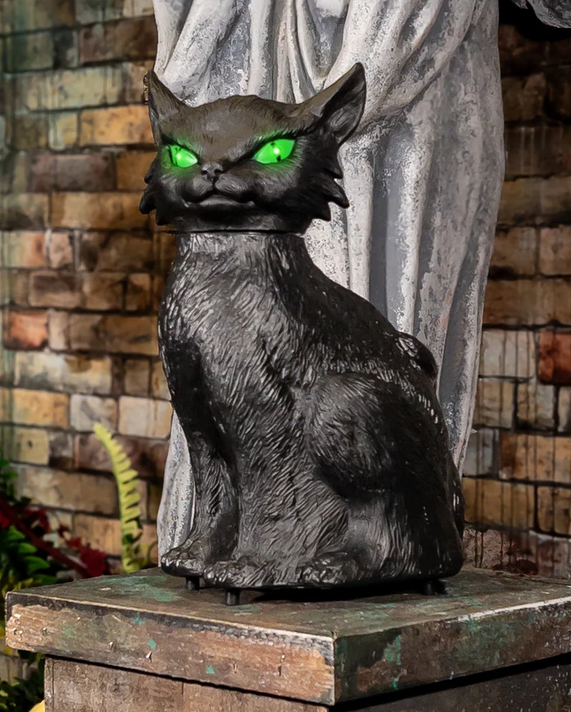 Schwarze Hexenkatze mit Bewegung, Licht & Ton 34cm