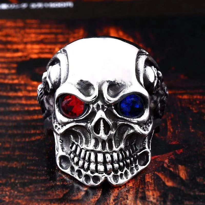 Herren Punk Kontrast Farbe Augen Schädel