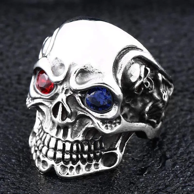 Herren Punk Kontrast Farbe Augen Schädel