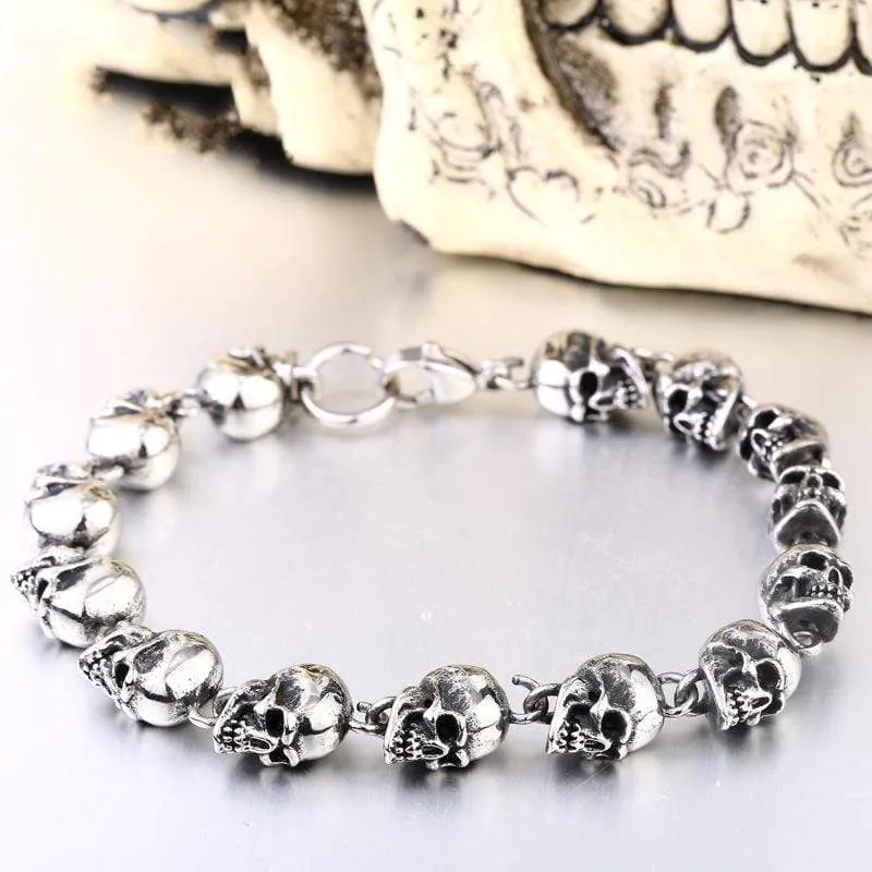 Herren Punk Multi-Skulls Armband