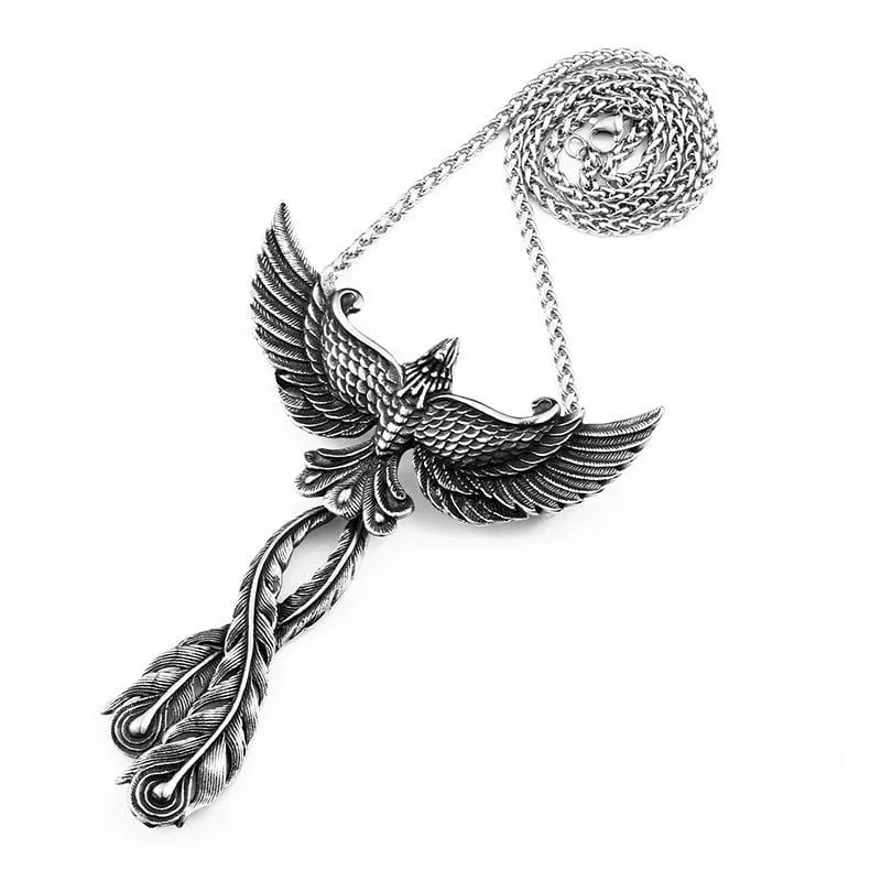 Herren Punk Nirvana Phoenix Feder Halsketten