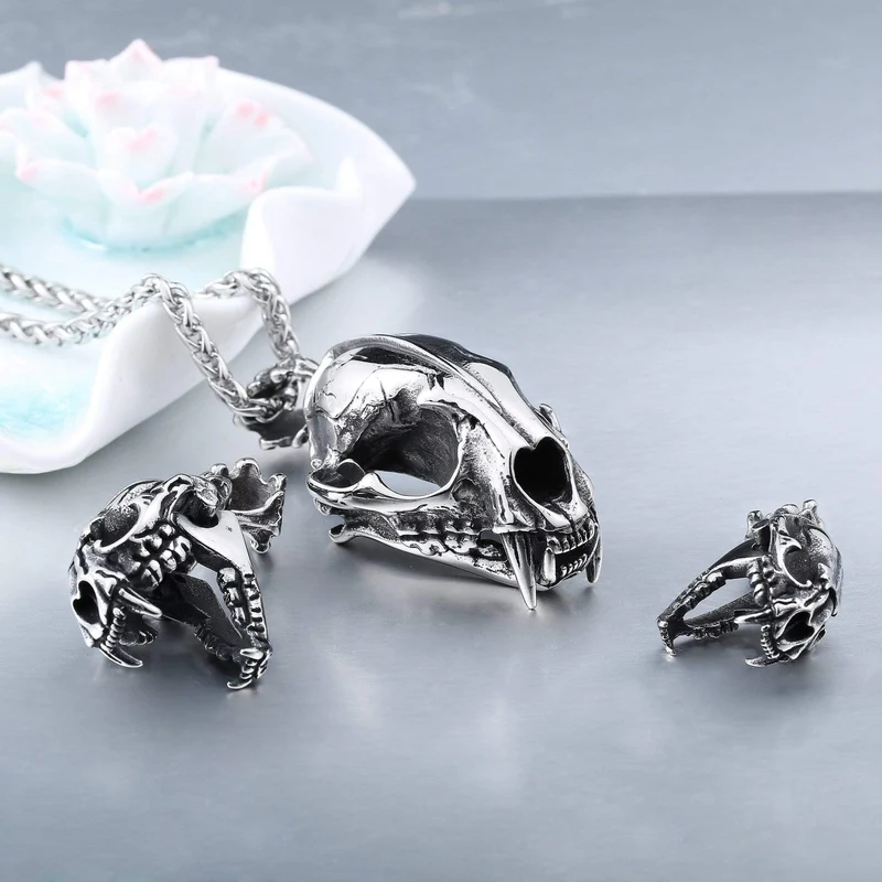 Herren Punk Ice Age Smilodon Halsketten